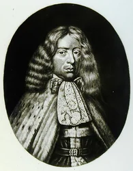 Porträt von George, Earl of Berkeley (1628-98) graviert von Richard Earlom (1743-1822) und Charles Turner (c.1773-1857) aus Illustrious Characters in British History (Mezzotint)
